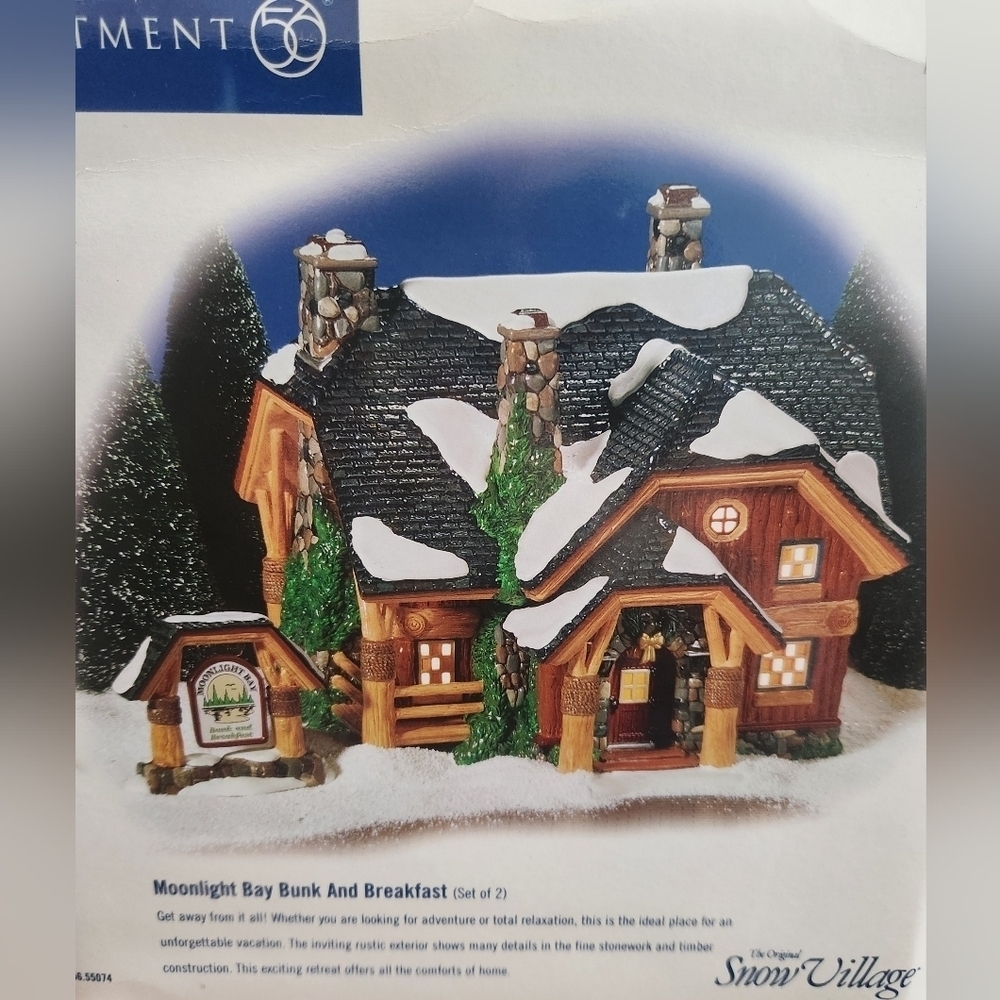 Dept 56: Moonlight Bay Bunk and Breakfast, Original Snow Village, Department 56, - Picture 2 of 5